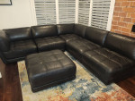 Black Italian Leather Modular Sectional Sofa