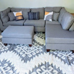 Brand new grey linen Sectional Sofa with ottoman