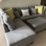 Brand new grey linen Sectional Sofa with ottoman