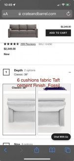 Crate &Barrel sofa cushions