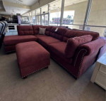 Brand new red Velvet like Sectional Sofa with storage ottoman