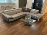Modern gray leather sectional sofa