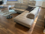 Modern gray leather sectional sofa