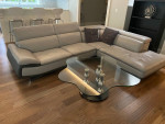 Modern gray leather sectional sofa