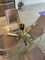 Sofa, loveseat, coffee, and dining table with chairs