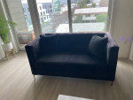 Sofa, loveseat, coffee, and dining table with chairs