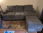 Bonaterra Charcoal Long Sofa with Storage Ottoman