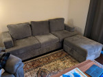 Bonaterra Charcoal Long Sofa with Storage Ottoman