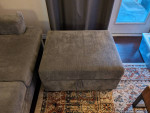 Bonaterra Charcoal Long Sofa with Storage Ottoman