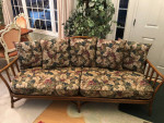 Ficks Reed Vintage Bamboo Rattan Chic Hobo Sofa / Couch W/Cushions -