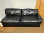3 Piece Black Leather Sectional. Has Blemishes. See all pics. Black leather sofa