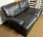 3 Piece Black Leather Sectional. Has Blemishes. See all pics. Black leather sofa