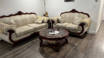 Victorian style sofa and love seat coffee table and 2 side tables