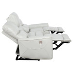**Modern Power Reclining Sofa in Ivory Leatherette**