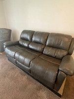 Dual Power Reclining Leather Sofa