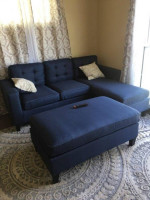 Brand New Blue Sectional Sofa + XL Ottoman