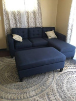 Brand New Blue Sectional Sofa + XL Ottoman
