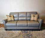 LARGE DOVE GRAY ALL LEATHER SOFA