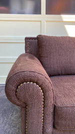 Beautiful Plush 3 Seater Arm Sofa with Brass Rivet Design