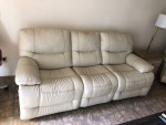 WHITE, LEATHER. RECLINING SOFA and CHAIR