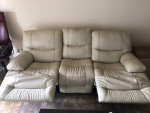 WHITE, LEATHER. RECLINING SOFA and CHAIR