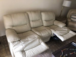 WHITE, LEATHER. RECLINING SOFA and CHAIR