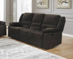 **Chocolate Color Fabric Upholstered Reclining Sofa**