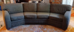 Custom upholstered curved sofa