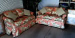 Sofa Pair Floral loveseats down pillows hi end estate