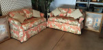 Sofa Pair Floral loveseats down pillows hi end estate