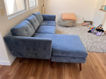 L Section couch, All Modern, Gia 86.61” Wide Velvet Reversible Sofa and Chaise
