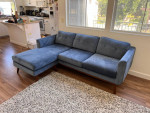 L Section couch, All Modern, Gia 86.61” Wide Velvet Reversible Sofa and Chaise