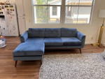 L Section couch, All Modern, Gia 86.61” Wide Velvet Reversible Sofa and Chaise