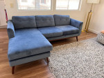 L Section couch, All Modern, Gia 86.61” Wide Velvet Reversible Sofa and Chaise