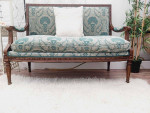 Estate Mahogany Wood carved ornate Floral unique loveseat sofa with ma