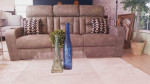 Leather Power Reclining Sofa with ITABLE® Media Display, Grey