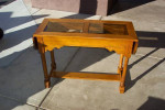 Oak Sofa table with glass panels
