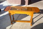 Oak Sofa table with glass panels