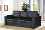 Black Leather Sofa Couch w/pull-out sleeper