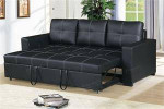 Black Leather Sofa Couch w/pull-out sleeper