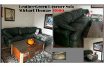 LEATHER GREEN L CORNER SOFA (MICHAEL TOMAS)