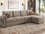 Velvet Convertible Sectional Sofa