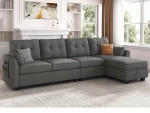 Velvet Convertible Sectional Sofa