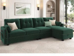 Velvet Convertible Sectional Sofa