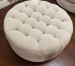 3 Piece A.R.T. Couch Set, Ivory Kidney Shape Sofa, Swivel Chair & Round Ottoman
