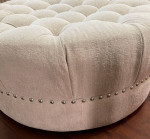 3 Piece A.R.T. Couch Set, Ivory Kidney Shape Sofa, Swivel Chair & Round Ottoman