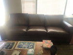 Brown leather sofa