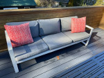Modern Outdoor Sofa | Excellent Condition | White Aluminum Frame | Light Grey Cu