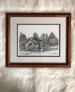 “Mabry Mill Virginia” Bill Watt Ink Sketch Framed Picture
