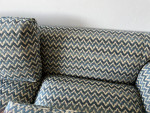 Designer Contemporary Sofa Couch Blue Chevron Design -